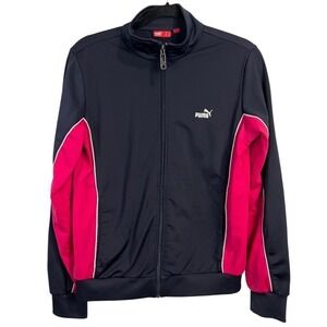 Puma Women's Track Jacket Black/Pink Full Zip Athletic -  Size Large